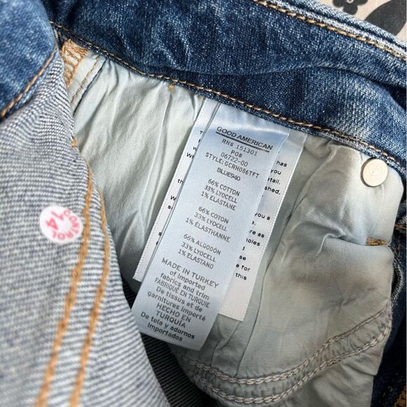 Good American Good Classic Raw Hem High Rise Jeans Blue940 Size 4 / 27 NWOT - Picture 7 of 11